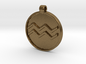 Zodiac KeyChain Medallion-AQUARIUS in Natural Bronze