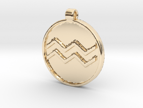Zodiac KeyChain Medallion-AQUARIUS in 14k Gold Plated Brass