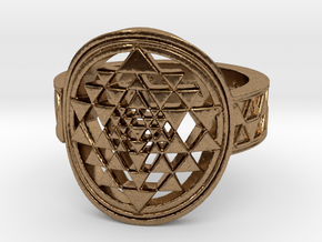New Design Sri Yantra Ring Size 9 in Natural Brass