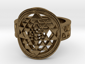 New Design Sri Yantra Ring Size 9 in Natural Bronze