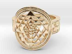 New Design Sri Yantra Ring Size 9 in 14K Yellow Gold