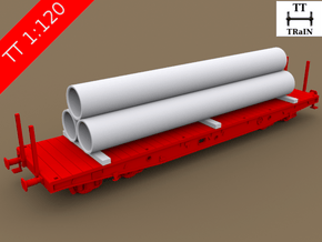 TT Scale Smmps Wagon Steel Tubes Cargo in Smooth Fine Detail Plastic