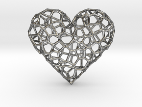 Voronoi Heart pendant (version 1) in Polished Silver