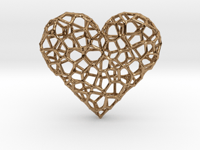 Voronoi Heart pendant (version 1) in Polished Brass