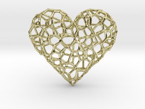Voronoi Heart pendant (version 1) in 18k Gold