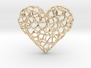 Voronoi Heart pendant (version 1) in 14k Gold Plated Brass