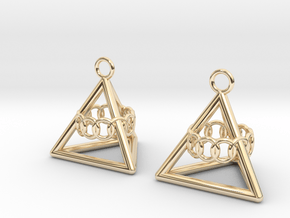 Pyramid triangle earrings serie 3 type 6 in 14k Gold Plated Brass