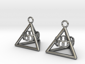 Pyramid triangle earrings serie 3 type 6 in Polished Silver