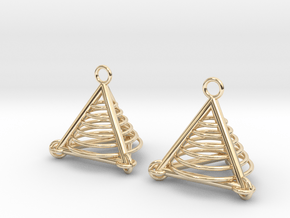 Pyramid triangle earrings serie 3 type 7 in 14k Gold Plated Brass