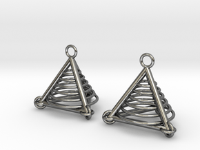 Pyramid triangle earrings serie 3 type 7 in Polished Silver