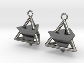  Pyramid triangle earrings Serie 2 type 3 in Polished Silver