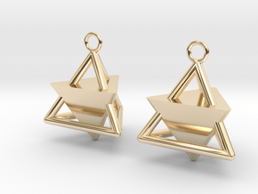  Pyramid triangle earrings Serie 2 type 3 in 14K Yellow Gold