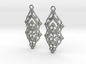 Quilted Sq Earrings (Open Gates) in Natural Silver