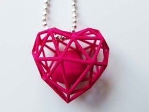 Heart Wireframe Pendant in Pink Processed Versatile Plastic