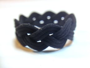 Turk's Head Knot Ring 3 Part X 9 Bight - Size 7.5 in Black Natural Versatile Plastic
