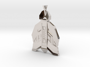Mayan Architecture Inspired Amulet in Rhodium Plated Brass