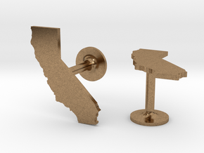 California State Cufflinks in Natural Brass