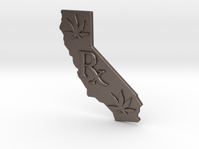 CALIFORNIA  Rx, Pot Leaves, Medical Marijuana, 420 in Polished Bronzed Silver Steel