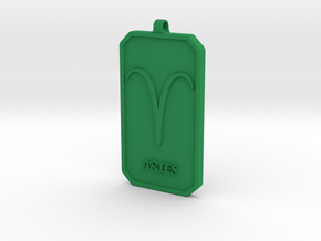 Zodiac Dogtag/KeyChain-ARIES in Green Processed Versatile Plastic