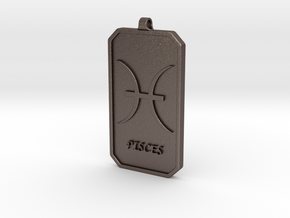 Zodiac Dogtag/KeyChain-PISCES in Polished Bronzed Silver Steel