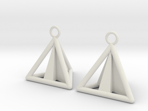 Pyramid triangle earrings Serie 2 type 3 in White Natural Versatile Plastic