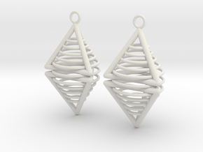 Pyramid triangle earrings serie 3 type 8 in White Natural Versatile Plastic