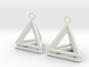 Pyramid triangle earrings type 4 in White Natural Versatile Plastic