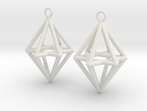 Pyramid triangle earrings type 14 in White Natural Versatile Plastic