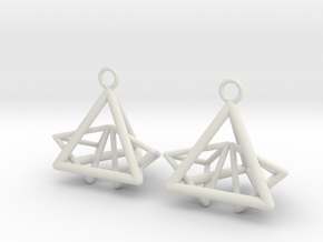 Pyramid triangle earrings type 12 in White Natural Versatile Plastic