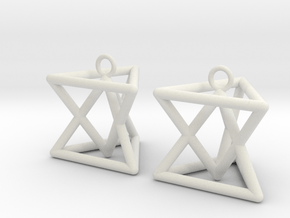 Pyramid triangle earrings type 7 in White Natural Versatile Plastic