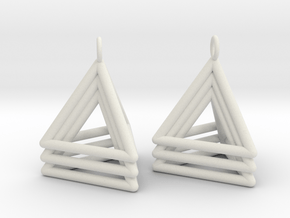 Pyramid triangle earrings type 5 in White Natural Versatile Plastic