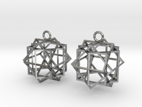 Cube square earrings in Natural Silver
