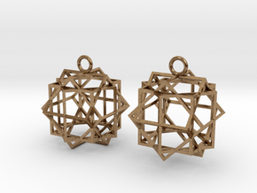Cube square earrings in Natural Brass