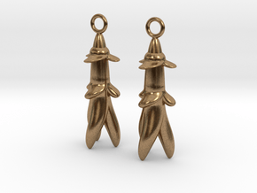 Rocket flower earrings in Natural Brass