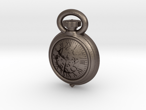 Pocket Watch Half Inch Game Piece in Polished Bronzed Silver Steel