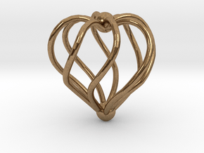 Twisted Heart Pendant3 in Natural Brass