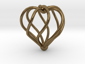 Twisted Heart Pendant3 in Natural Bronze