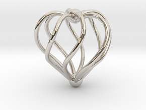 Twisted Heart Pendant3 in Rhodium Plated Brass