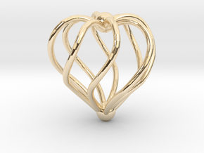 Twisted Heart Pendant3 in 14k Gold Plated Brass
