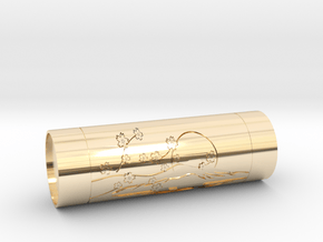 Customizable stamp Sakura Fuji hanko in 14k Gold Plated Brass