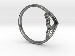 Ø0.638/Ø16.209 mm Overlapping Hearts Ring in Polished Silver