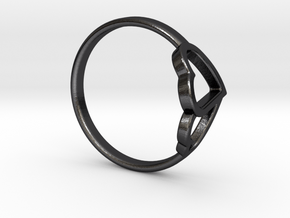 Ø0.638/Ø16.209 mm Overlapping Hearts Ring in Polished and Bronzed Black Steel