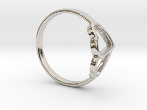 Ø0.638/Ø16.209 mm Overlapping Hearts Ring in Rhodium Plated Brass