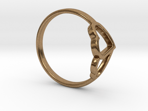 Ø0.638/Ø16.209 mm Overlapping Hearts Ring in Natural Brass