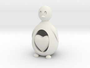 Penguin with a Heart in White Natural Versatile Plastic