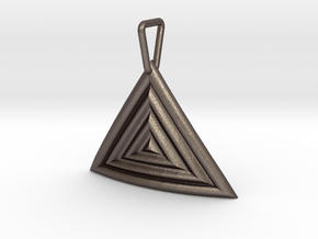 Triangular Ripple Pendant in Polished Bronzed Silver Steel