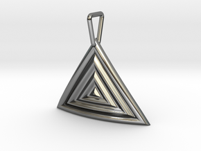 Triangular Ripple Pendant in Fine Detail Polished Silver