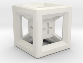 Fudge Dice Hypercube 1.5cm (D3) in White Natural Versatile Plastic