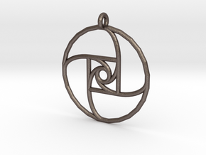 Square Spiral Pendant in Polished Bronzed Silver Steel