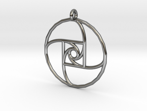 Square Spiral Pendant in Fine Detail Polished Silver